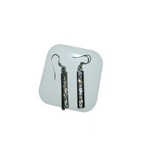 Sliver/ black diamond drop earrings